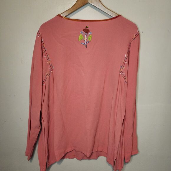 Soft Surroundings Floral Embroidered Tunic Top Womens XL Boho Festival Artsy - Picture 7 of 13